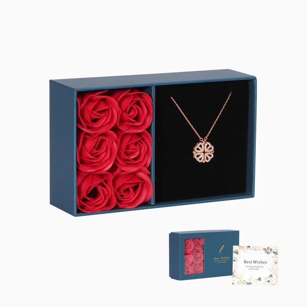 Lucky Heart Sterling Necklace And SIX ROSES