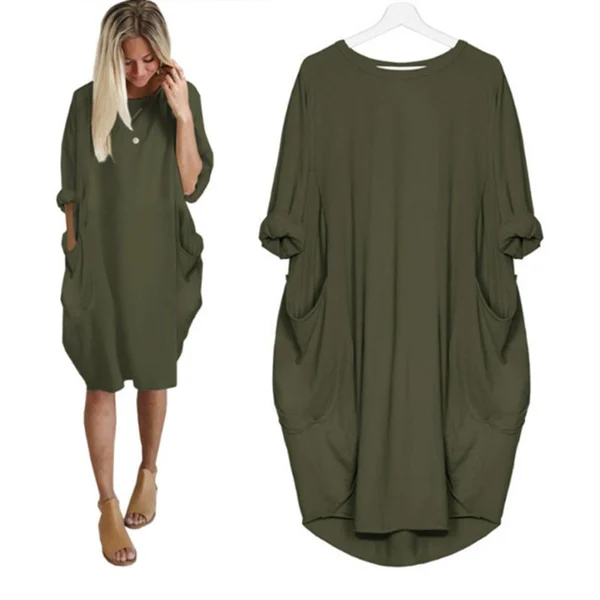 Womens Casual Solid O Outline Dress