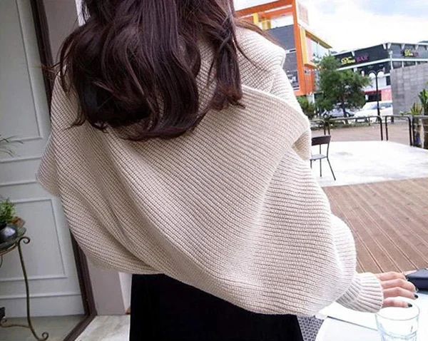 Trendy Knitted Sweater Scarf With Sleeves