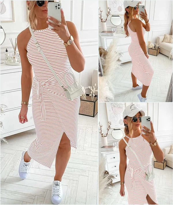 Casual Sleeveless Striped Midi Dresses