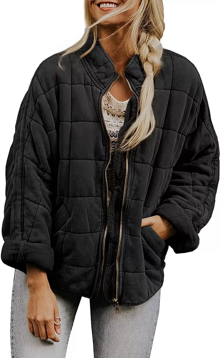 Womens Fashion Solid Color Stand Collar Cotton Padded Jacket