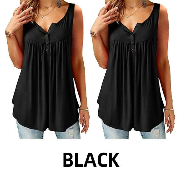 Comfy Loose Button Sleeveless Tank Top For Women