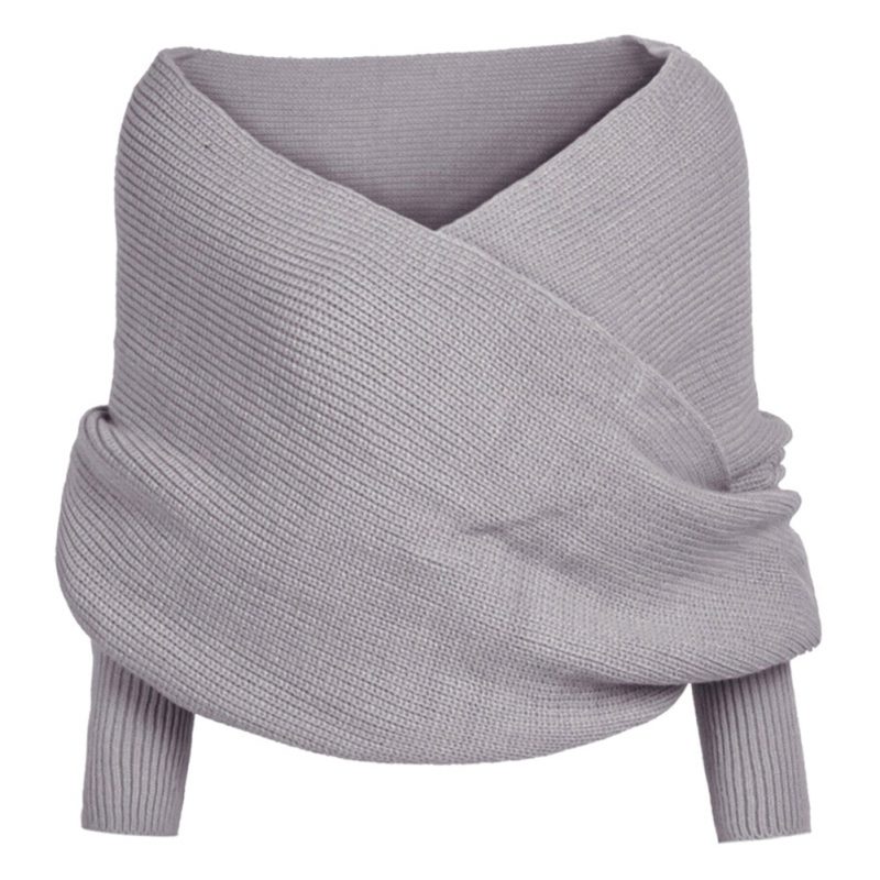 Knitted Wrap Scarf With Sleeves