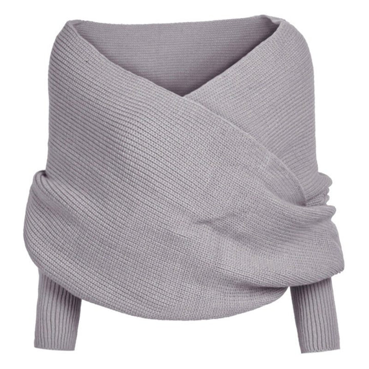 Knitted Wrap Scarf With Sleeves