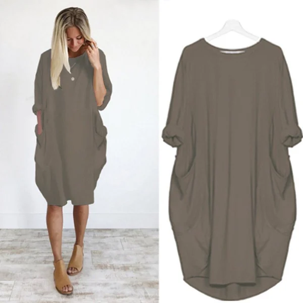 Womens Casual Solid O Outline Dress