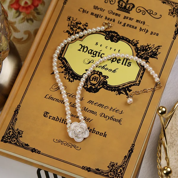 Elegant Pearl Camellia Necklace