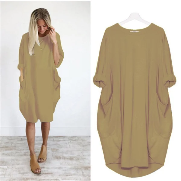 Womens Casual Solid O Outline Dress