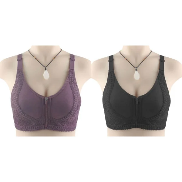 Womens zip front closure plus size bra