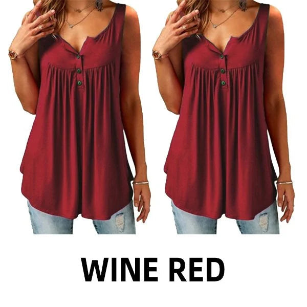 Comfy Loose Button Sleeveless Tank Top For Women
