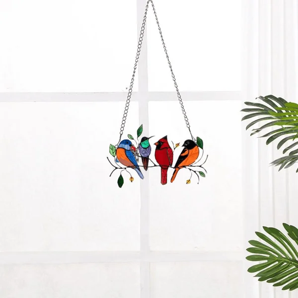 Birds Stained  Window  Panel Hangings