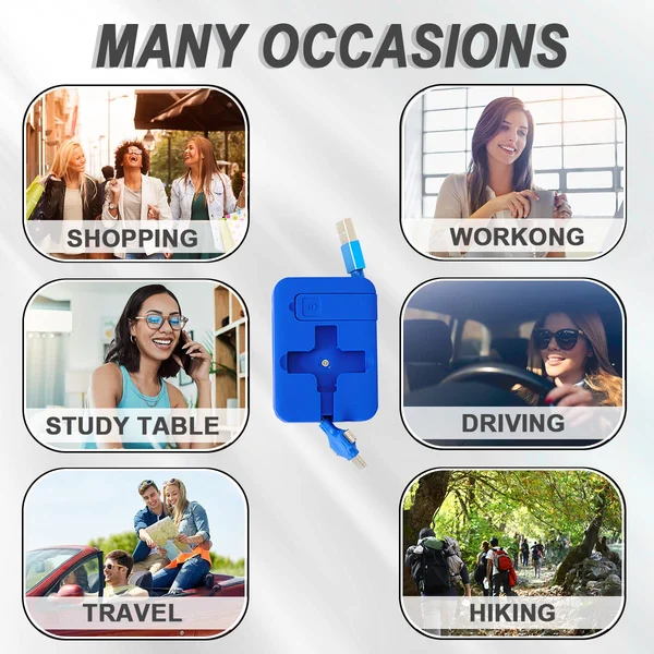 3 in 1 Rechargeable USB Fast Charging Cable  Mobile Stand