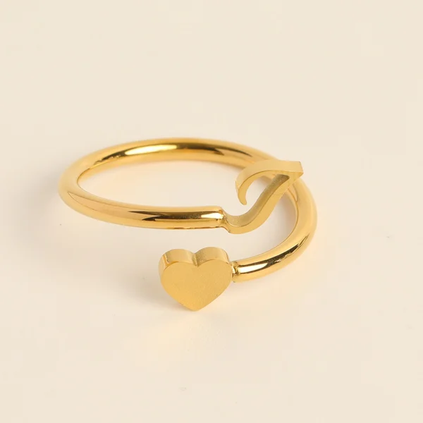 Dainty Initial Heart Ring