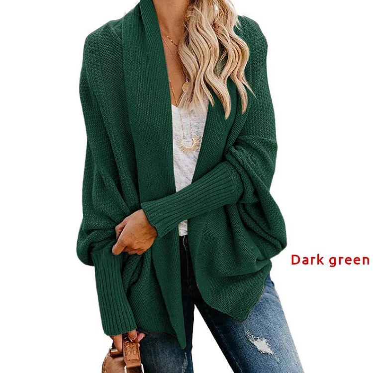 Bat sleeve loose knit cardigan shawl jacket