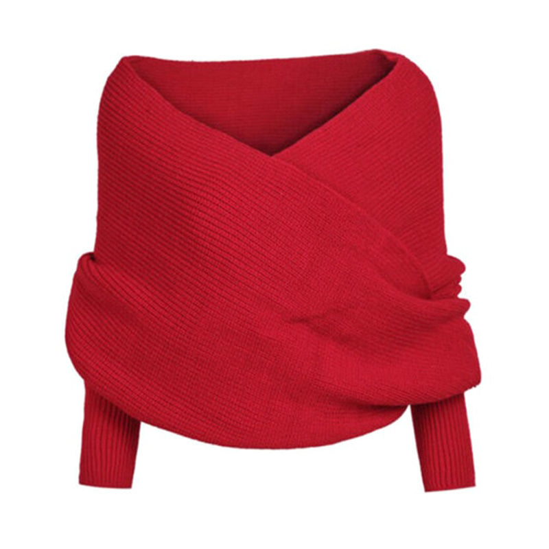 Knitted Wrap Scarf With Sleeves