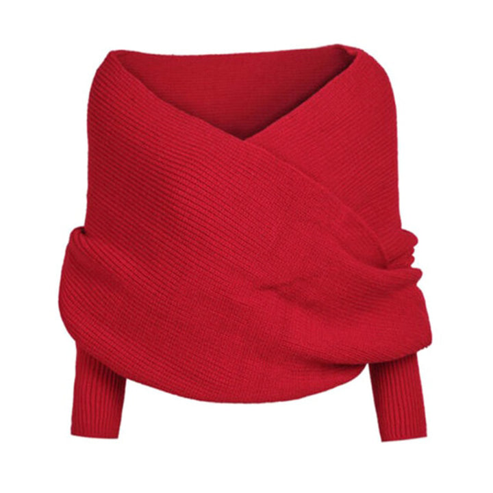 Knitted Wrap Scarf With Sleeves