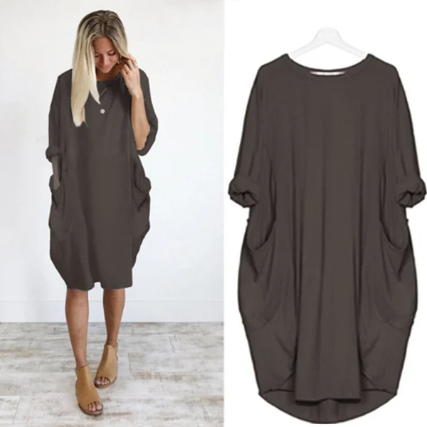 Womens Casual Solid O Outline Dress