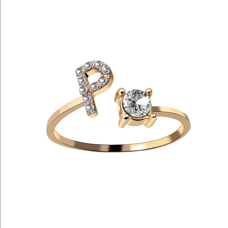 Initial Letter Ring with Zirconia