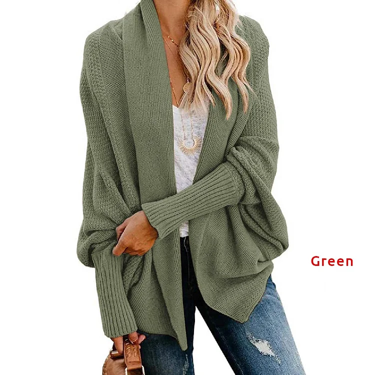 Bat sleeve loose knit cardigan shawl jacket