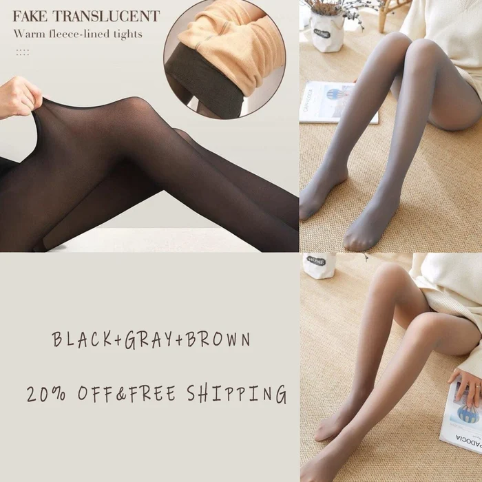 Flawless Legs Fake Translucent Warm Plush Lined Elastic Tights