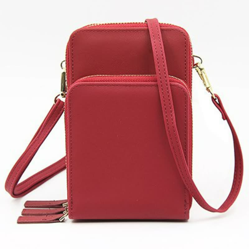Three Zipper Vertical Shoulder Bag
