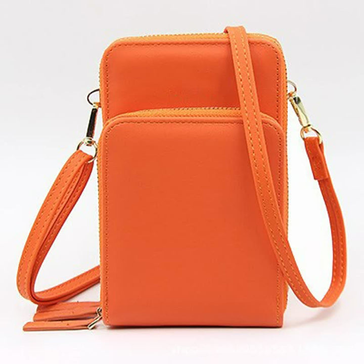 Three Zipper Vertical Shoulder Bag