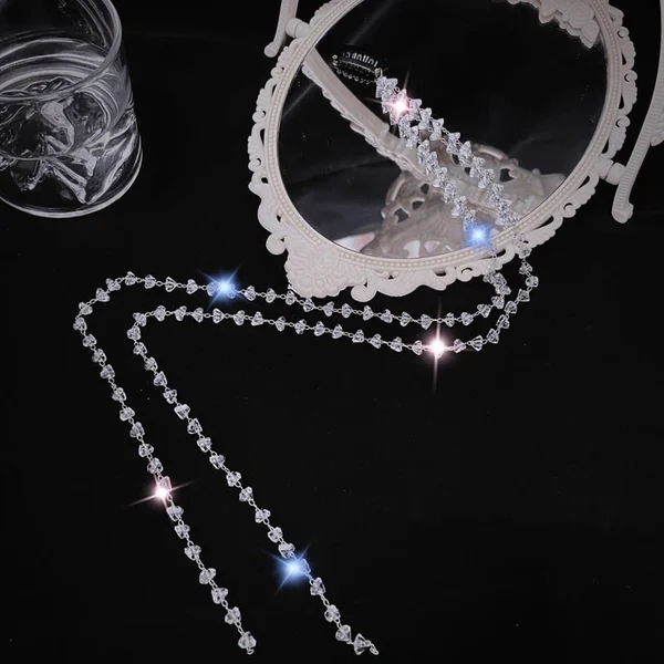 Coloured Rhinestone Chain Tassel Hair Clips Headband for Bride