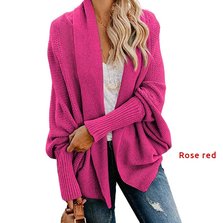 Bat sleeve loose knit cardigan shawl jacket