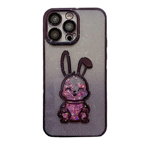 Gradient Glitter Quicksand Rabbit Case Cover For iPhone
