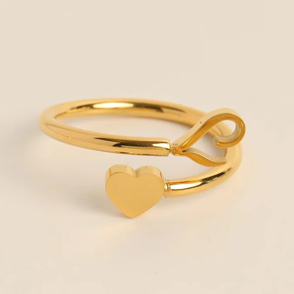 Dainty Initial Heart Ring
