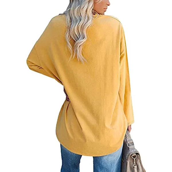 Womens loose long sleeve fashion V neck knit top