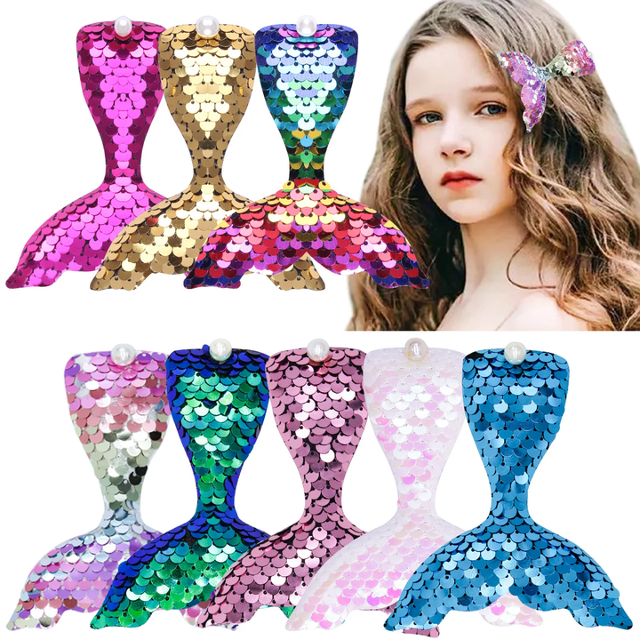 New cartoon mermaid tail sequined duckbill clip