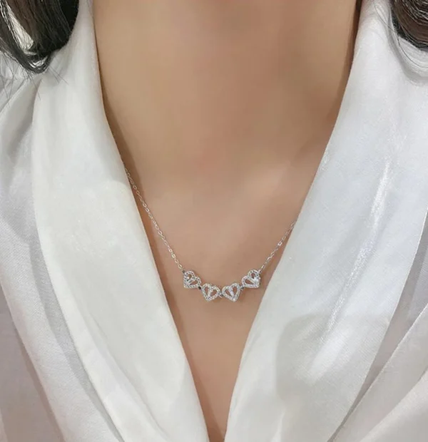 Lucky Heart Sterling Necklace And SIX ROSES