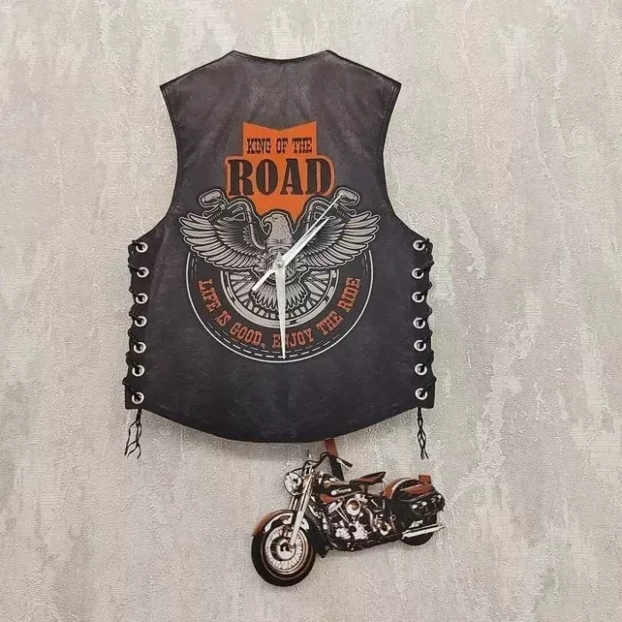 Motorcycle vest hanging clock