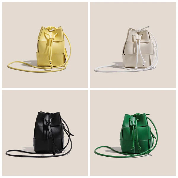 WOVEN BUCKET CROSSBODY BAG
