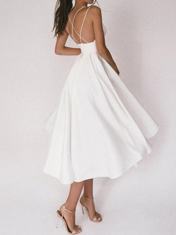 Elegant strappy V neck dress