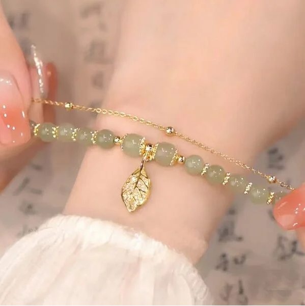 hetian jade gold leaf bracelet