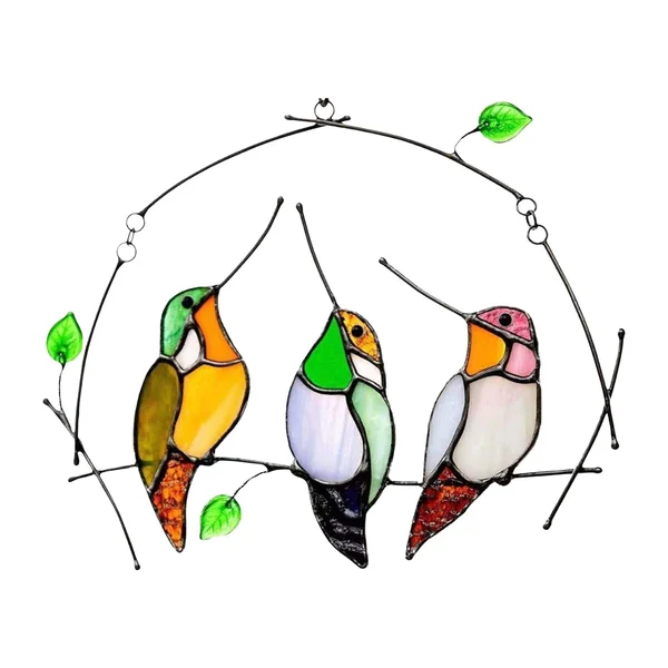 Birds Stained  Window  Panel Hangings