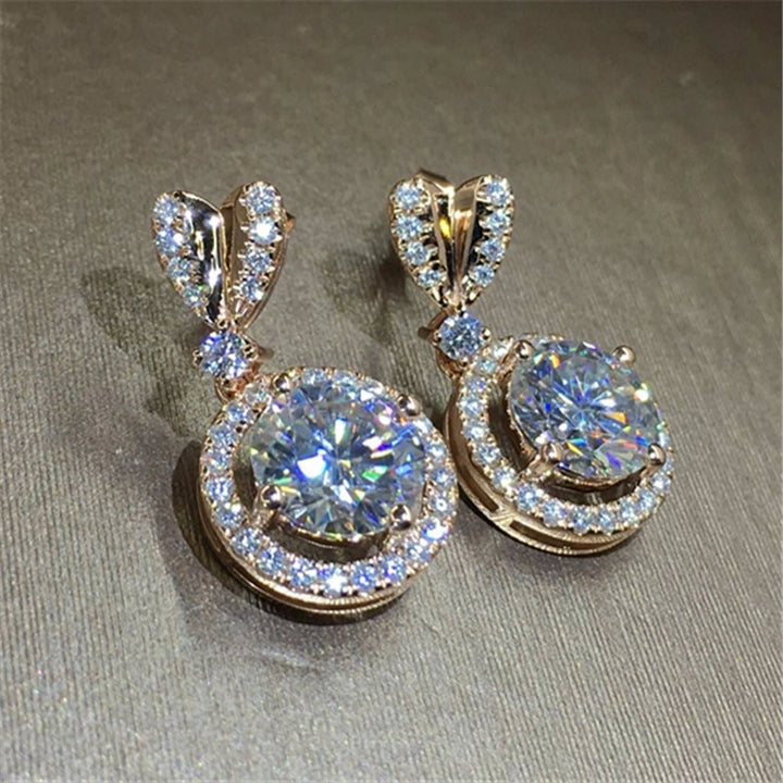 New Trendy Gold Color Heart Stud with Big Round