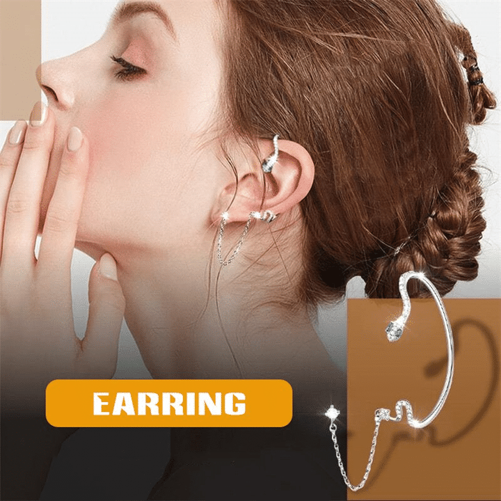 SHINY ZIRCON SNAKE EAR CLIP