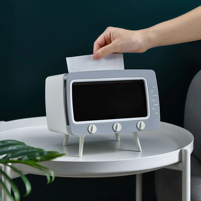 2 In 1 Mobile Phone Viewing Bracket TV Tissue Box