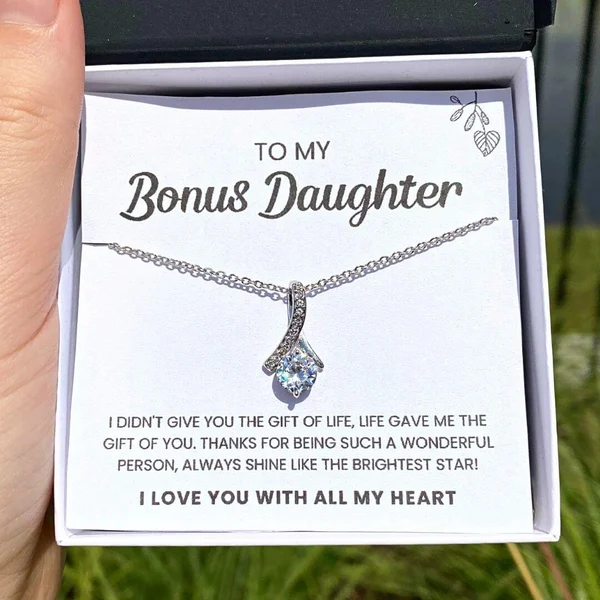 To My Bonus Daughter Shine Like The Brightest Star Necklace