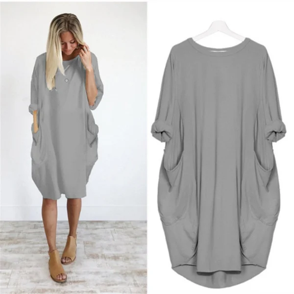 Womens Casual Solid O Outline Dress