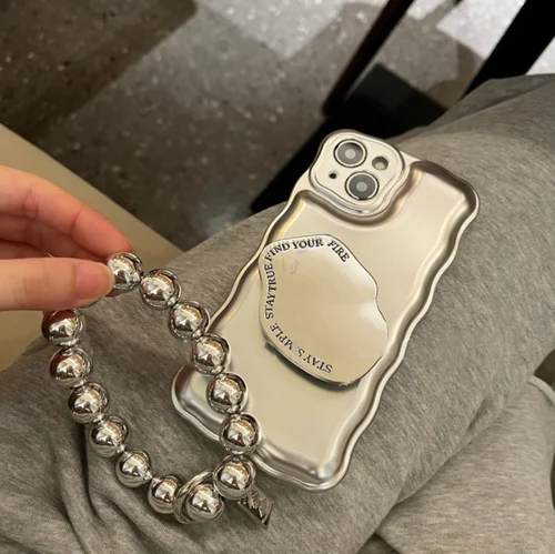 Matte Silver Ball Bracelet Air Cushion Case for iPhone 14 Pro Max