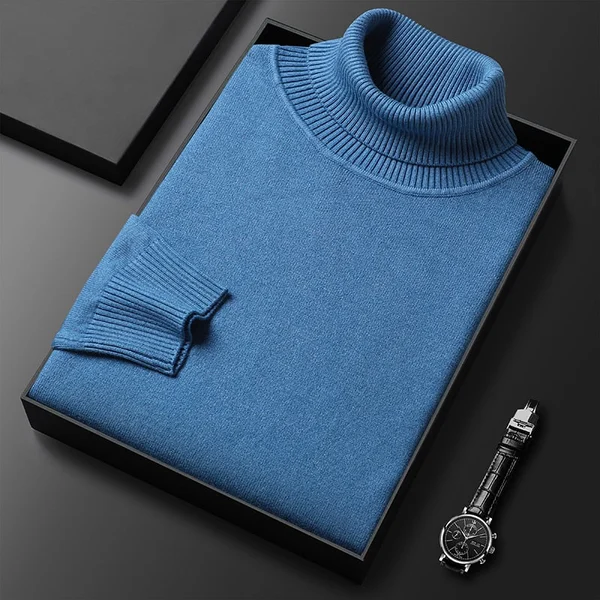 Mens Solid Color Turtleneck Sweater