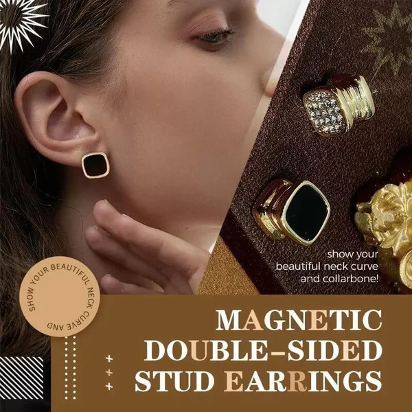 MAGNETIC DIAMOND DOUBLE SIDED STUD EARRINGS