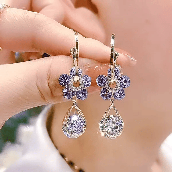 2024 Fashion Flower Crystal Earrings