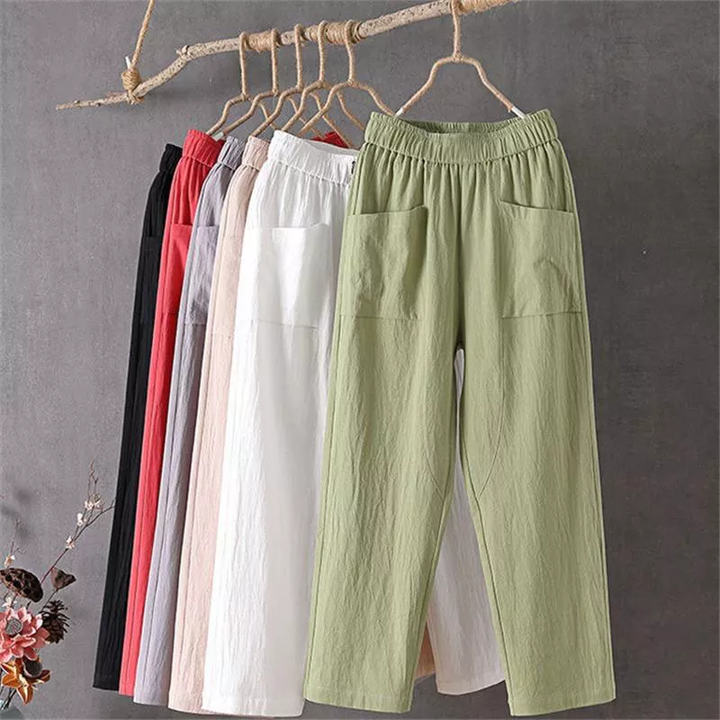 Womens Loose Pants Nine Points Harem Pants Solid Color Thin Tide