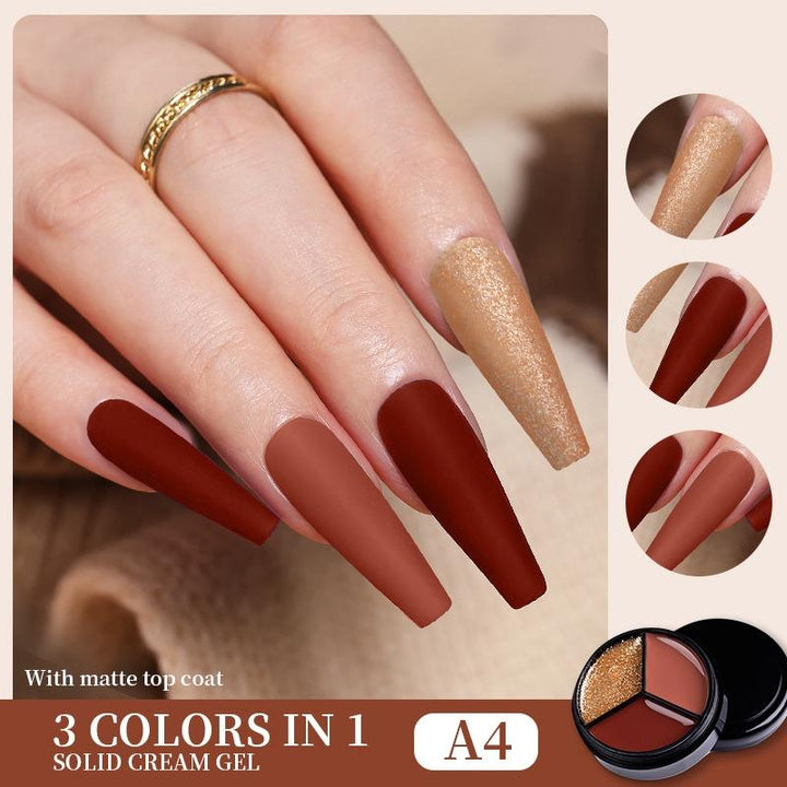 Solid Tricolor Cream Nail Polish