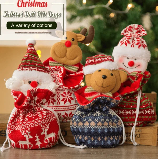Christmas Knitted Doll Gift Bags