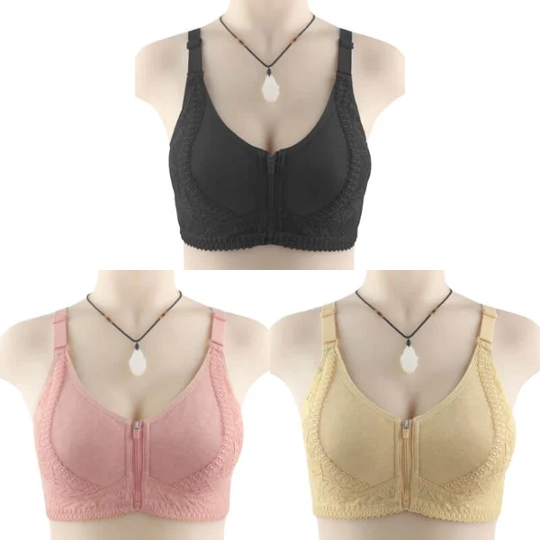 Womens zip front closure plus size bra